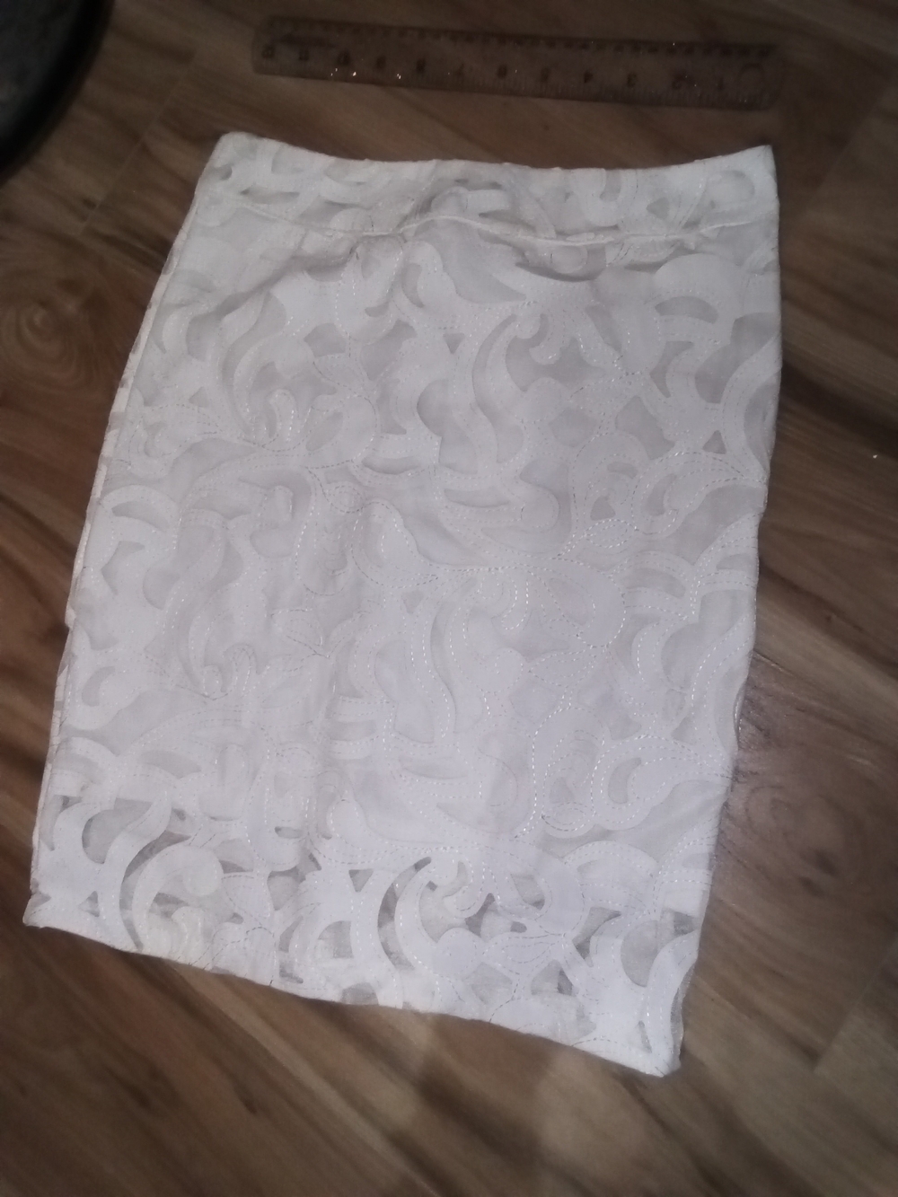 White Lace Overlay Pencil Skirt